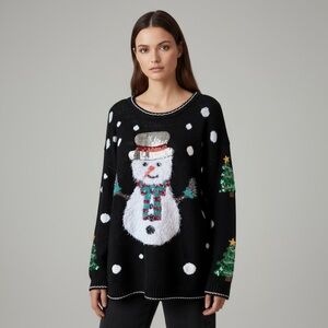 ⭐️ Holiday Time Fluffy Snowman Ugly Christmas Sweater Size EXTRA LARGE